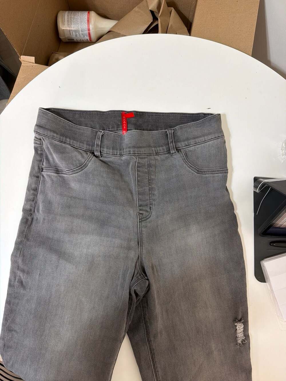 Spanx distressed skinny jeans in vintage gray - Picture 2 of 8